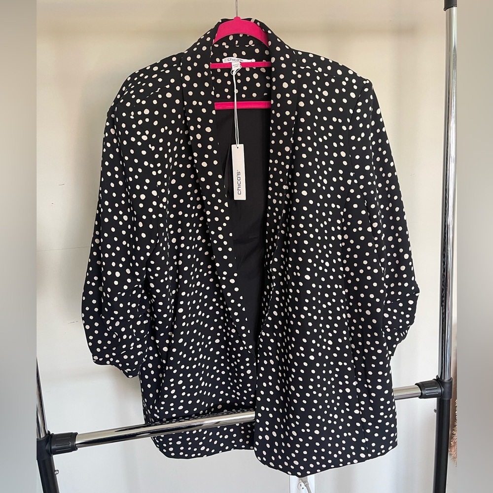 Chico's Black and White Polka Dot Blazer